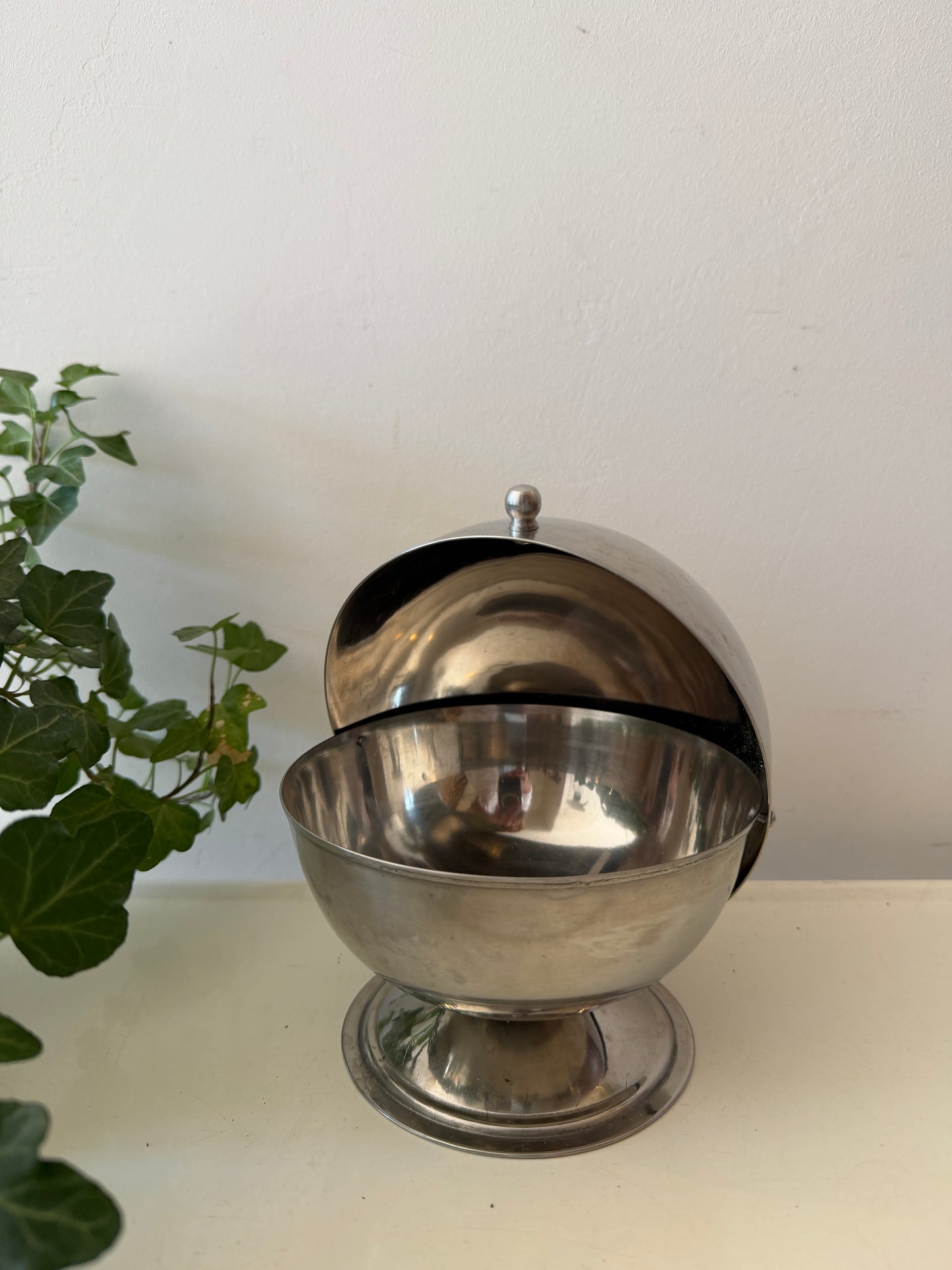Rvs Suikerpot / snoeppot met roll top deksel