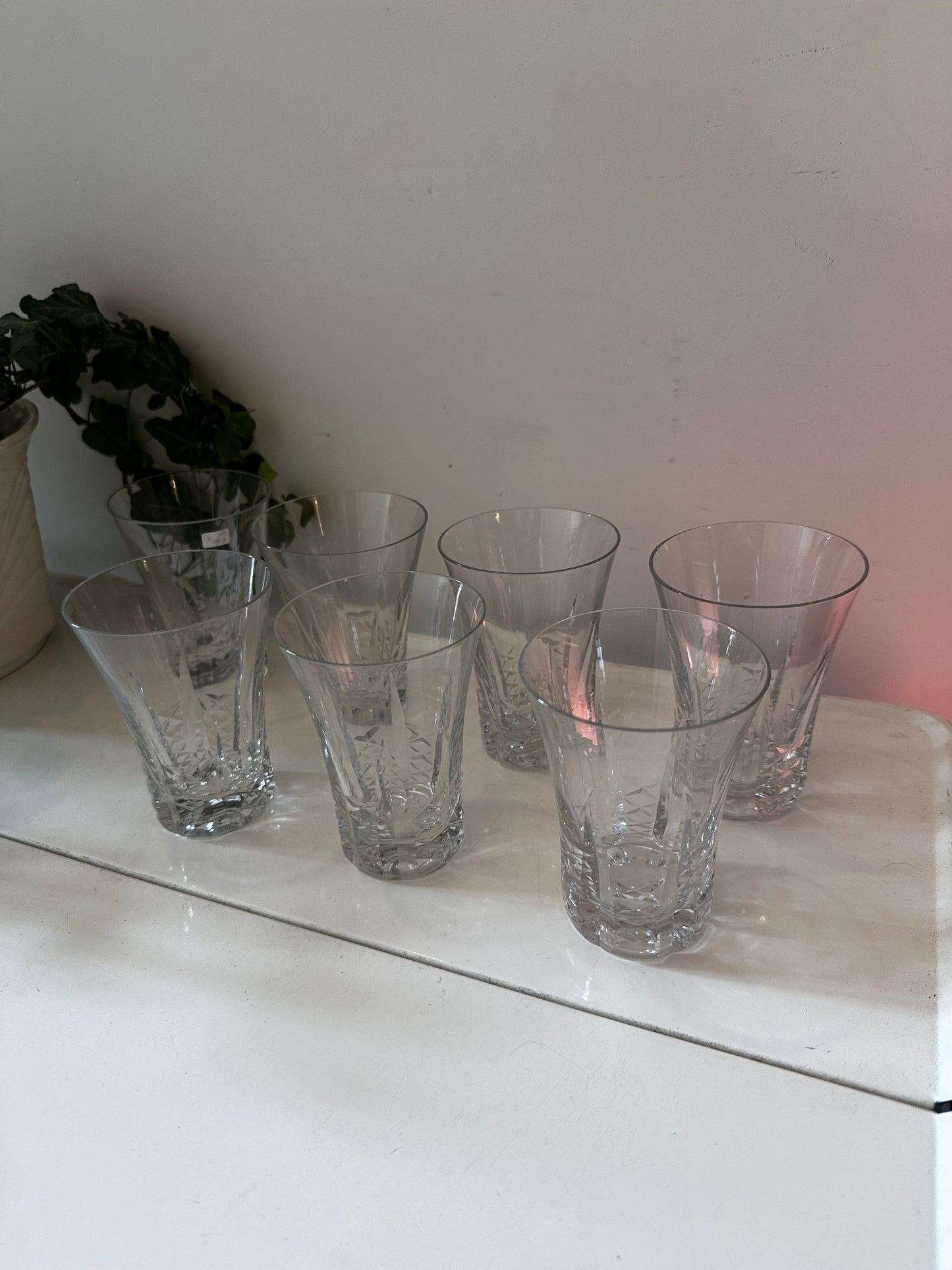 Set van 7 kristallen waterglaasjes