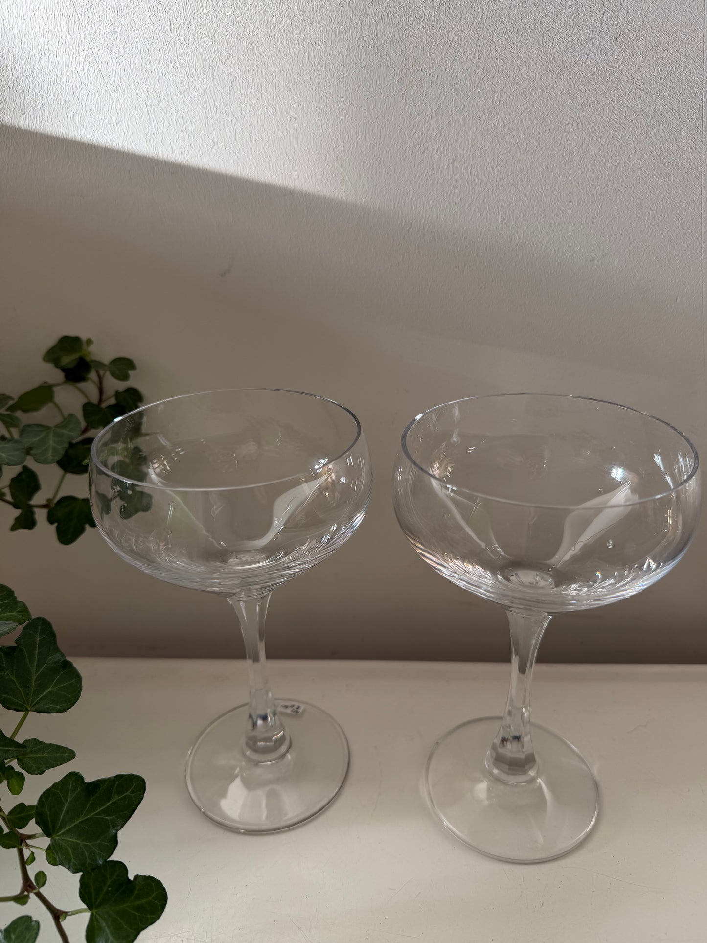 Set van 2 kristallen coupe champagne glazen