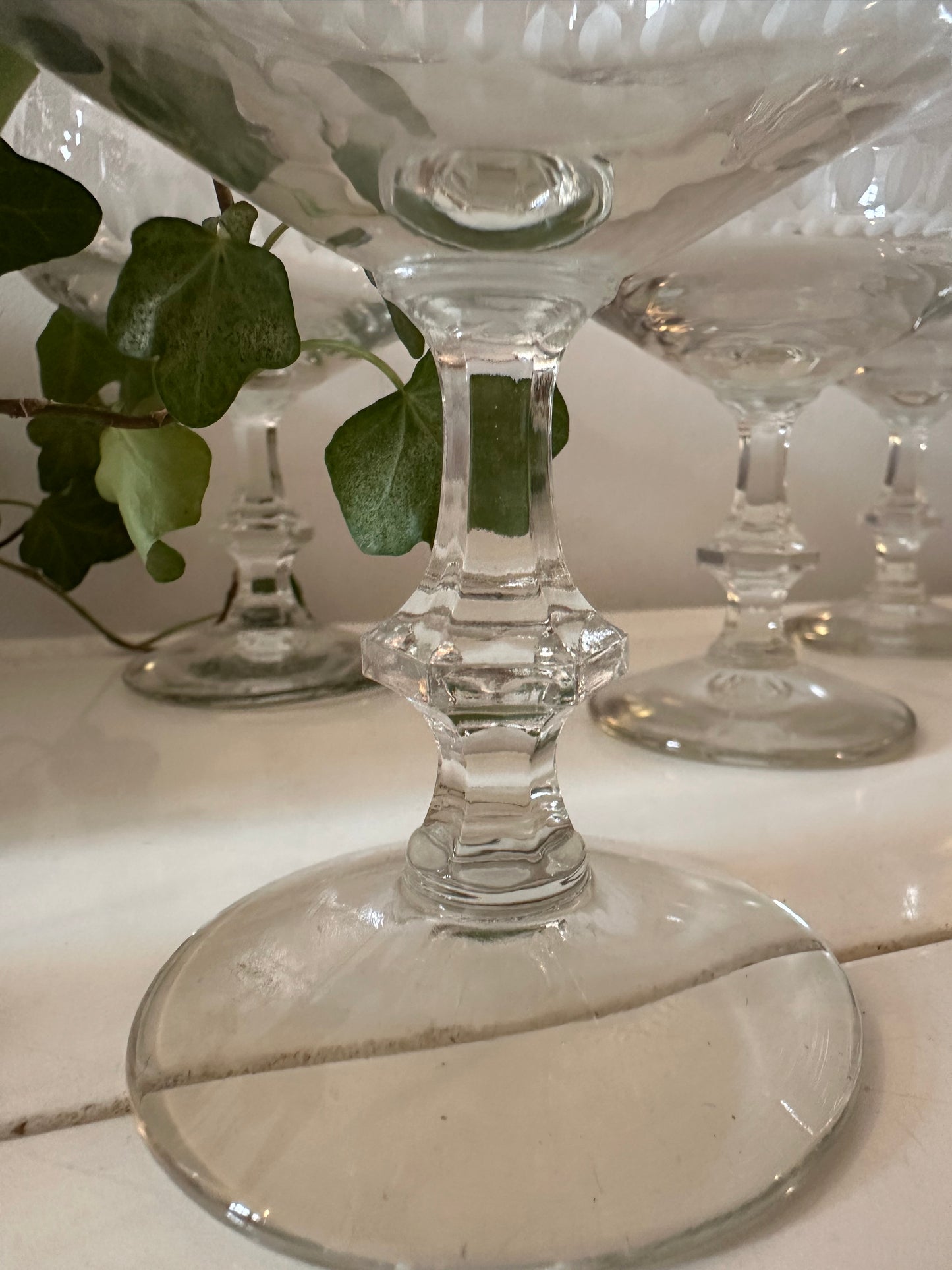 Set van 5 kristallen coupé champagne glazen