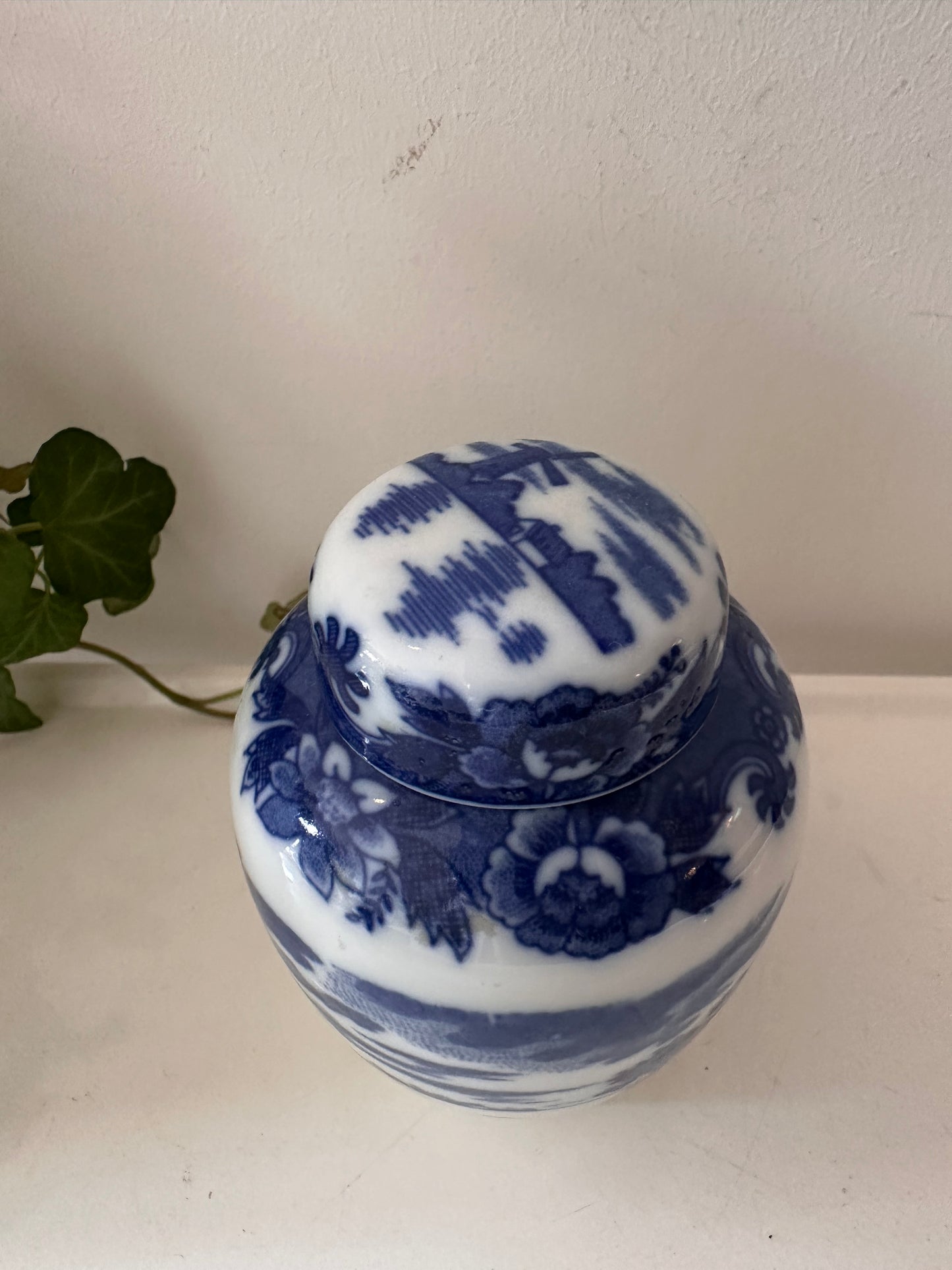 Gemberpotje vintage uit Japan blauw wit porselein