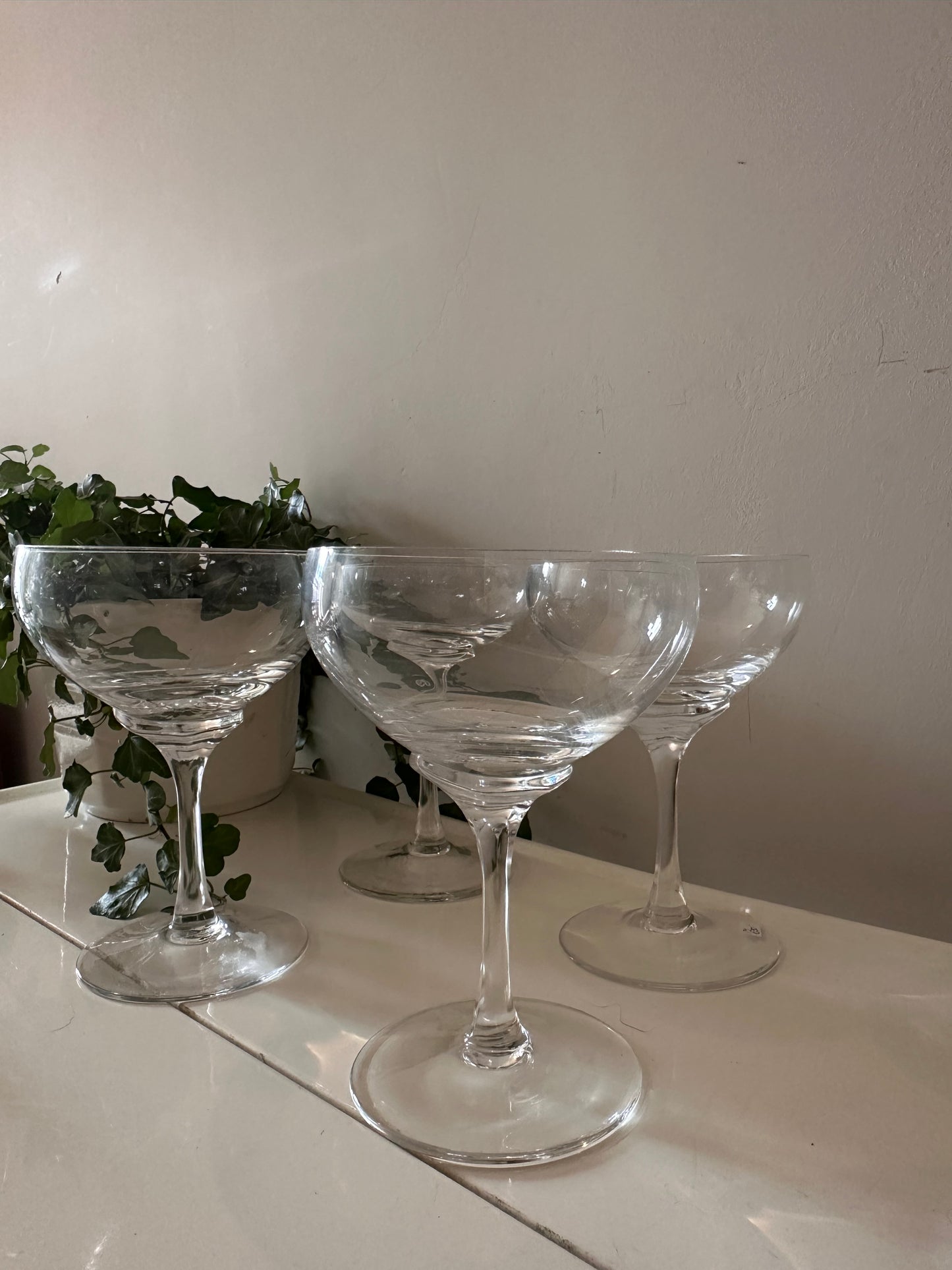 Set van 4 kristallen coupe champagne glazen