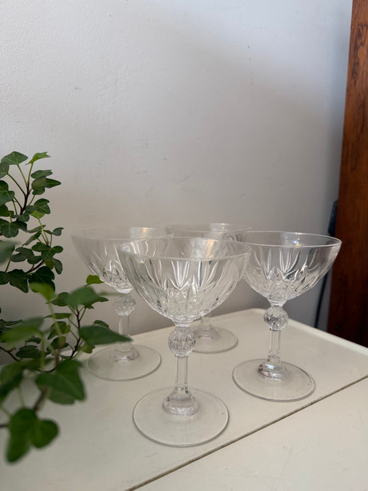 4 Kristallen coupe champagne glazen
