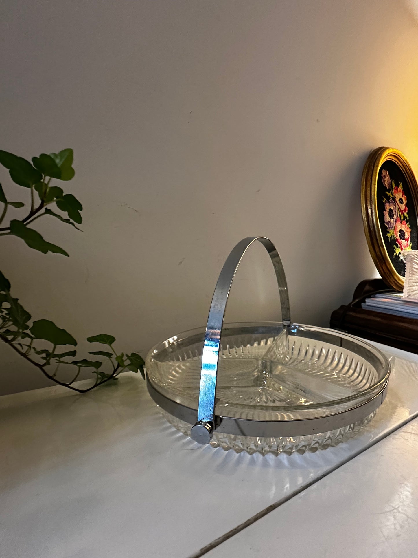 Toffe 3 vaks schaal met metalen hengsel