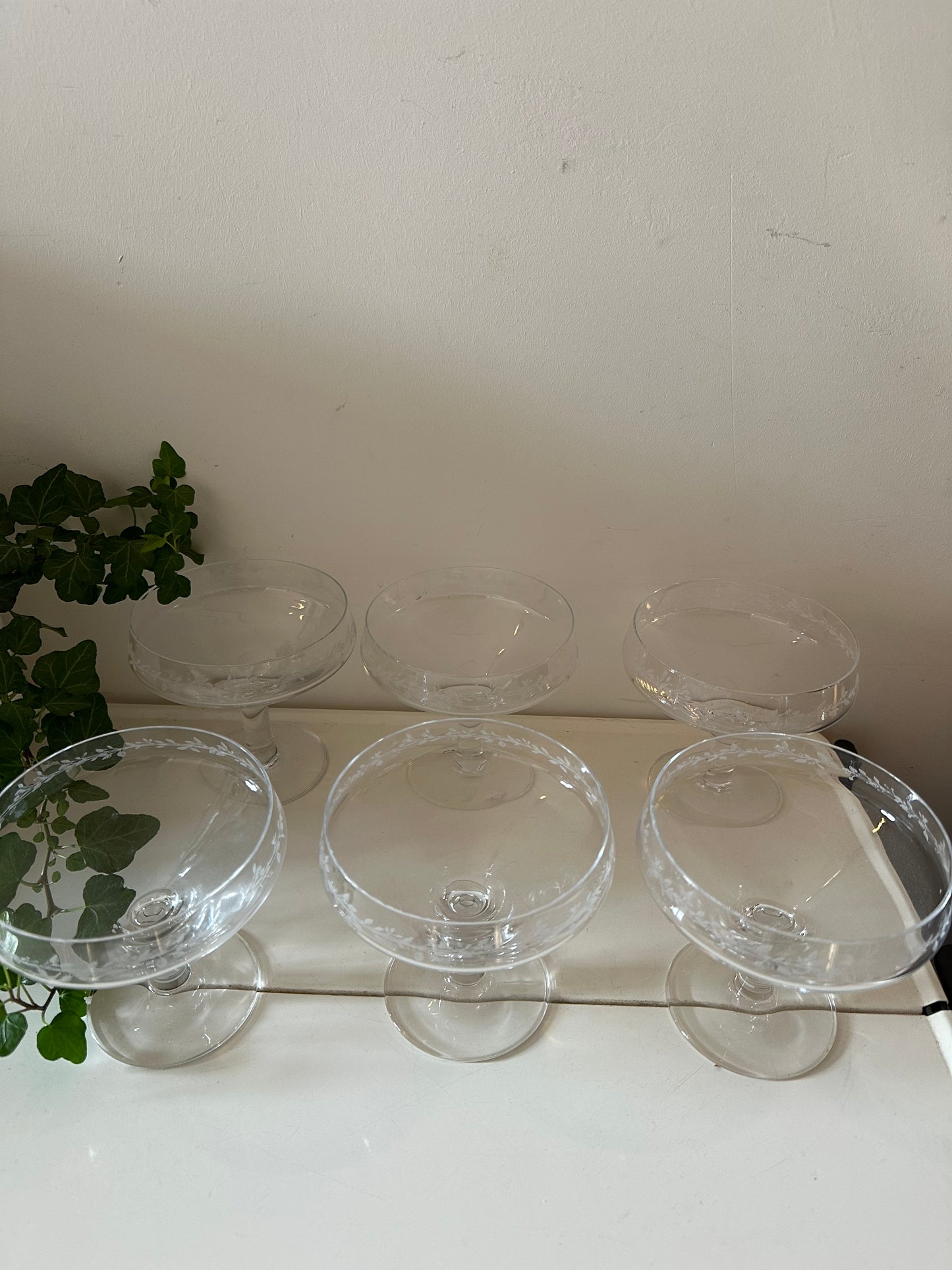 Set van 6 kristallen coupe glazen