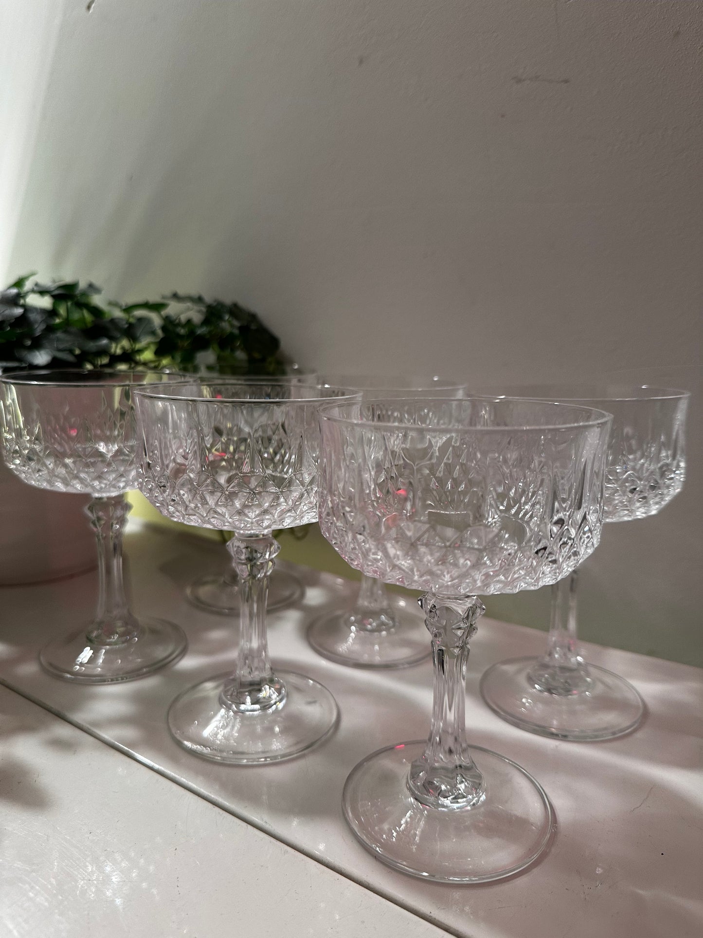 6 vintage kristallen coupe champagne glazen