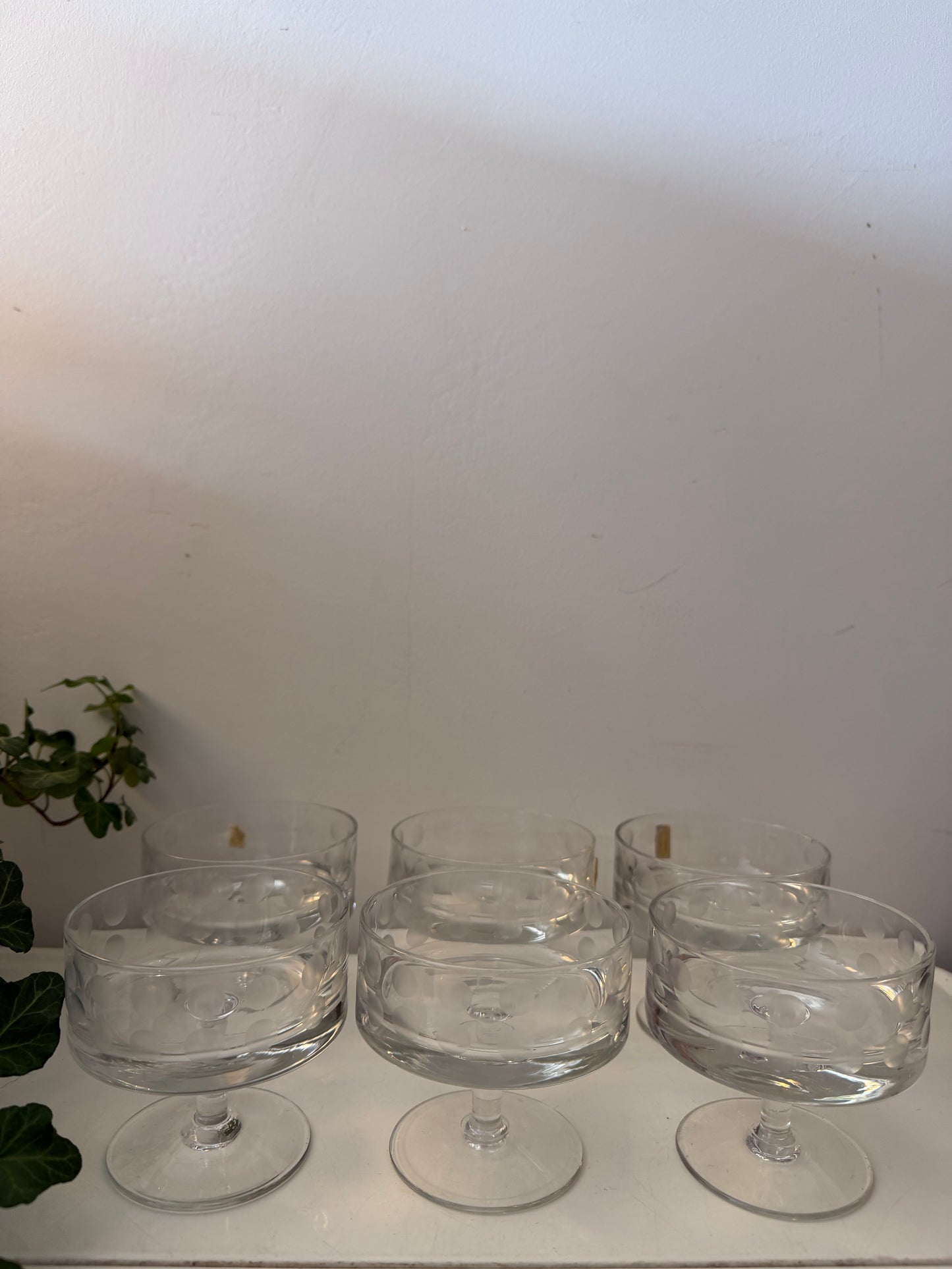 Set van 6 kristallen coupe glazen