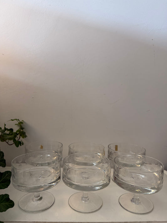 Set van 6 kristallen coupe glazen