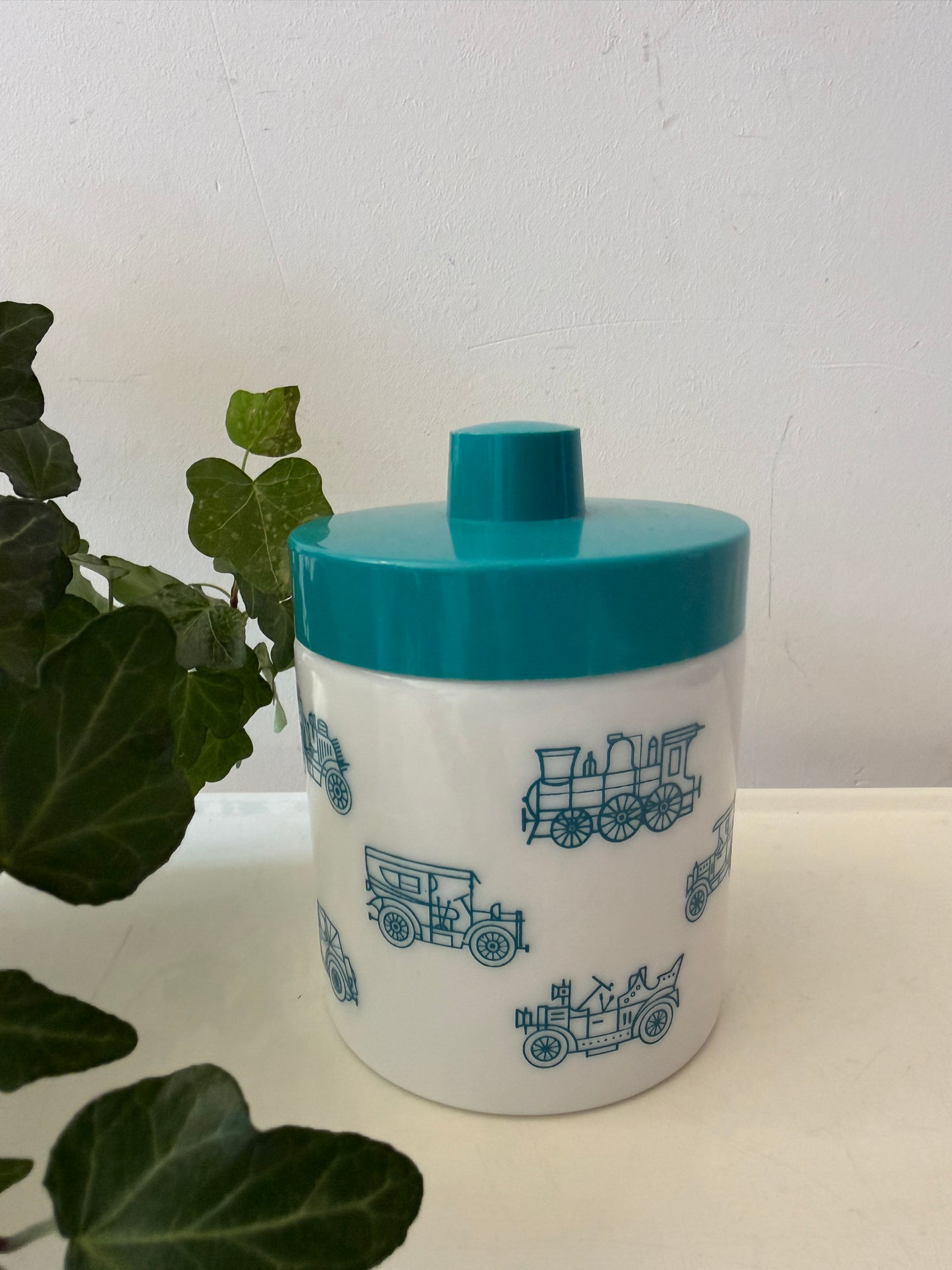Voorraadpot met old timer print jaren 60