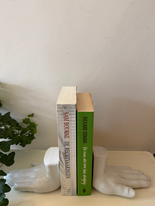 Jaren 70 keramieken boekensteunen in de vorm van handen
