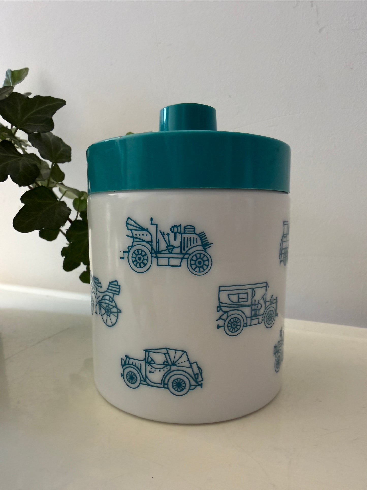 Voorraadpot met old timer print jaren 60