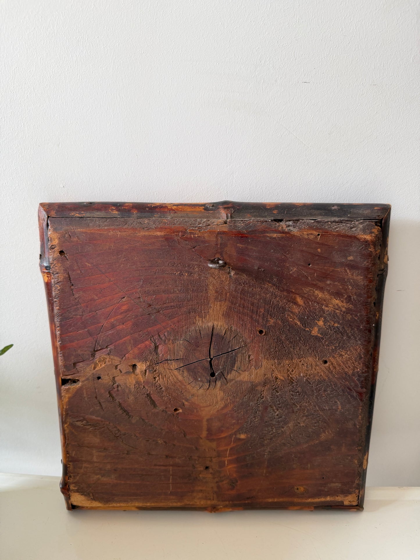 Vintage spiegel met houten lijst en facet geslepen glas