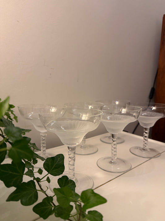 Set van 6 kristallen coupe champagne glazen