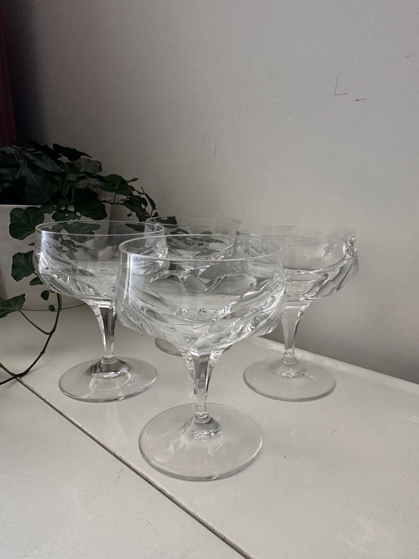 Set van 4 kristallen coupe champagne glazen