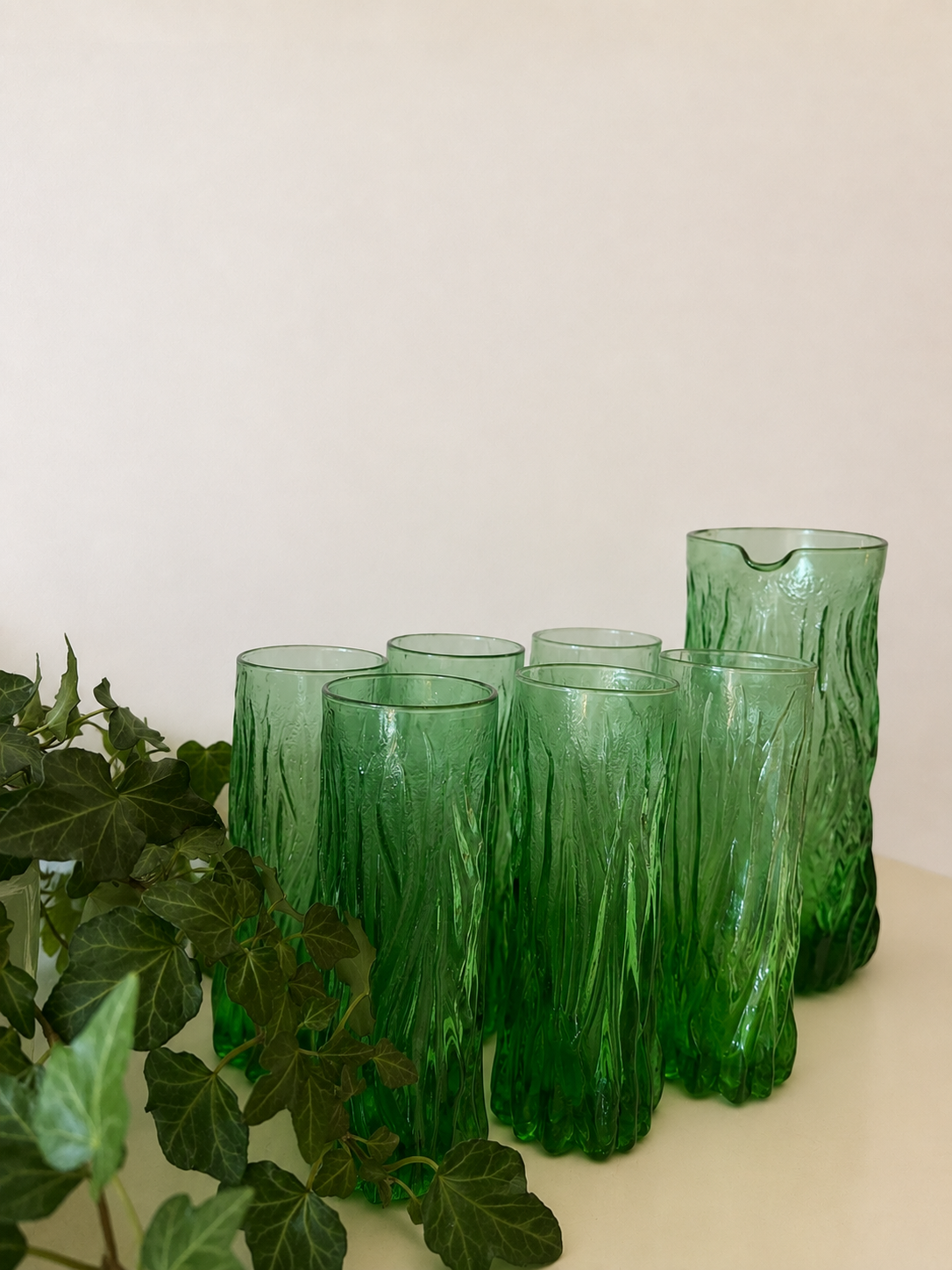 Vintage Italiaanse Bark Glass Karafset