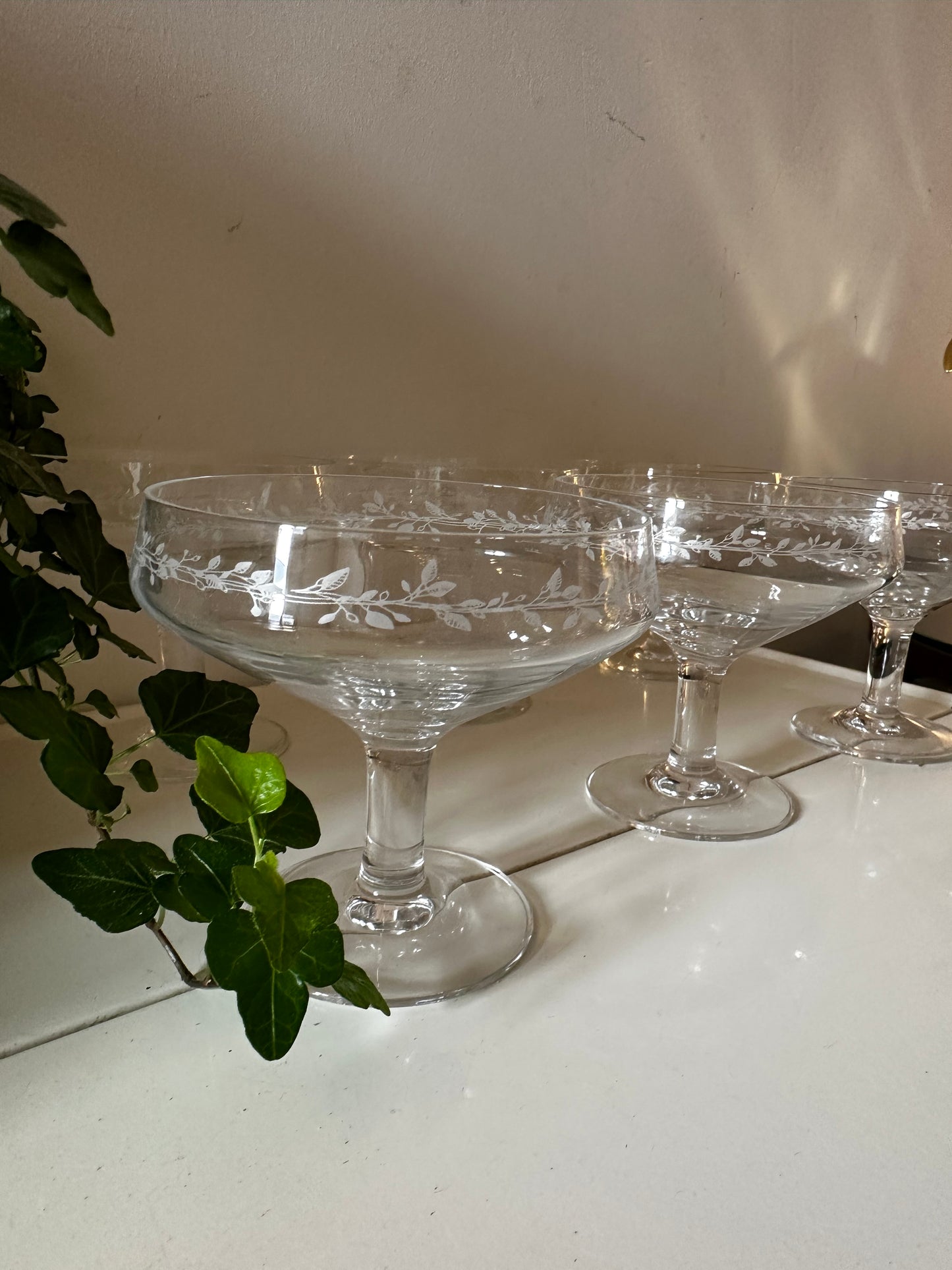 Set van 6 kristallen coupe glazen