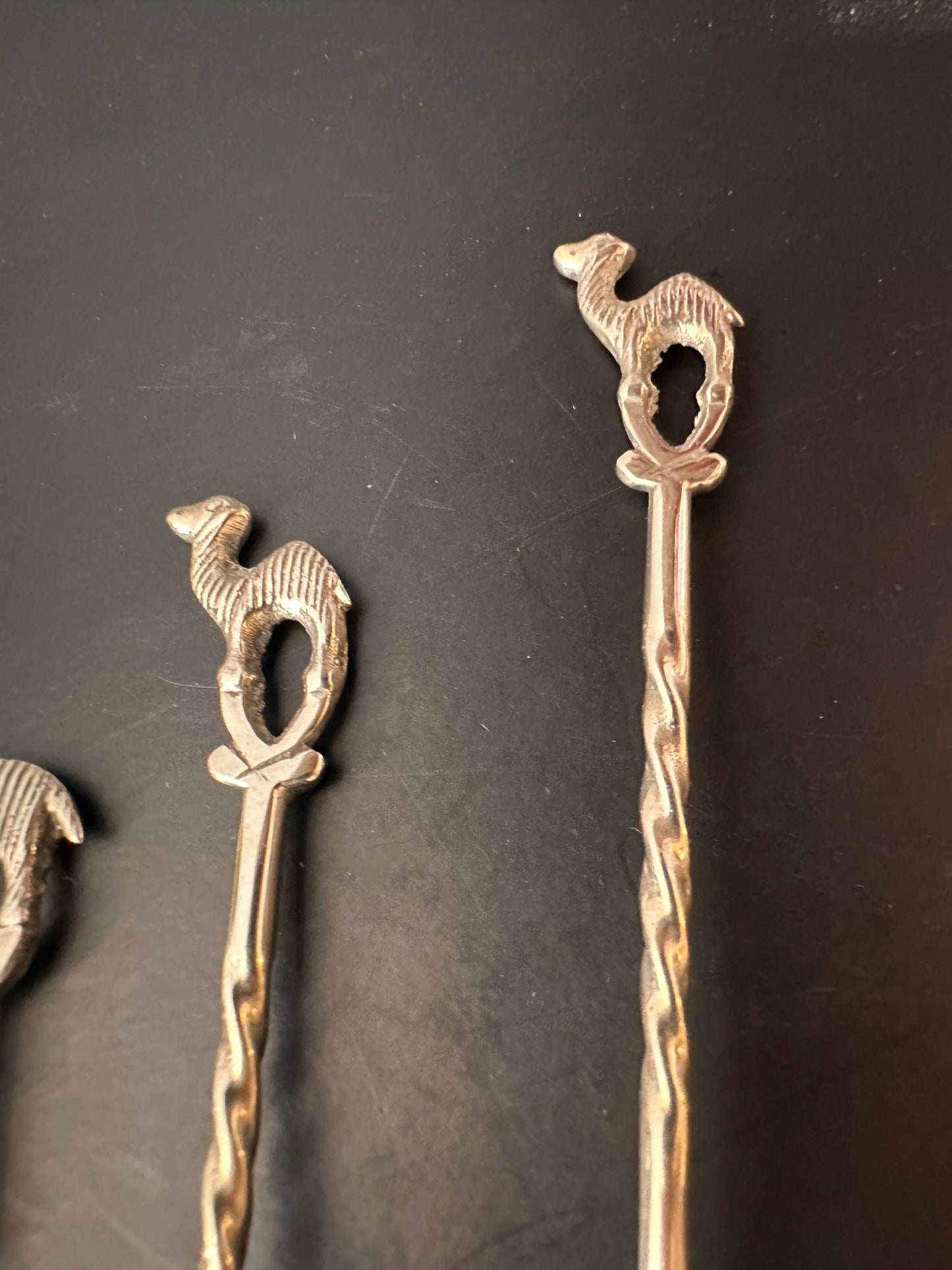 Set van 4 zilverkleurige theelepeltjes met dierenmotief