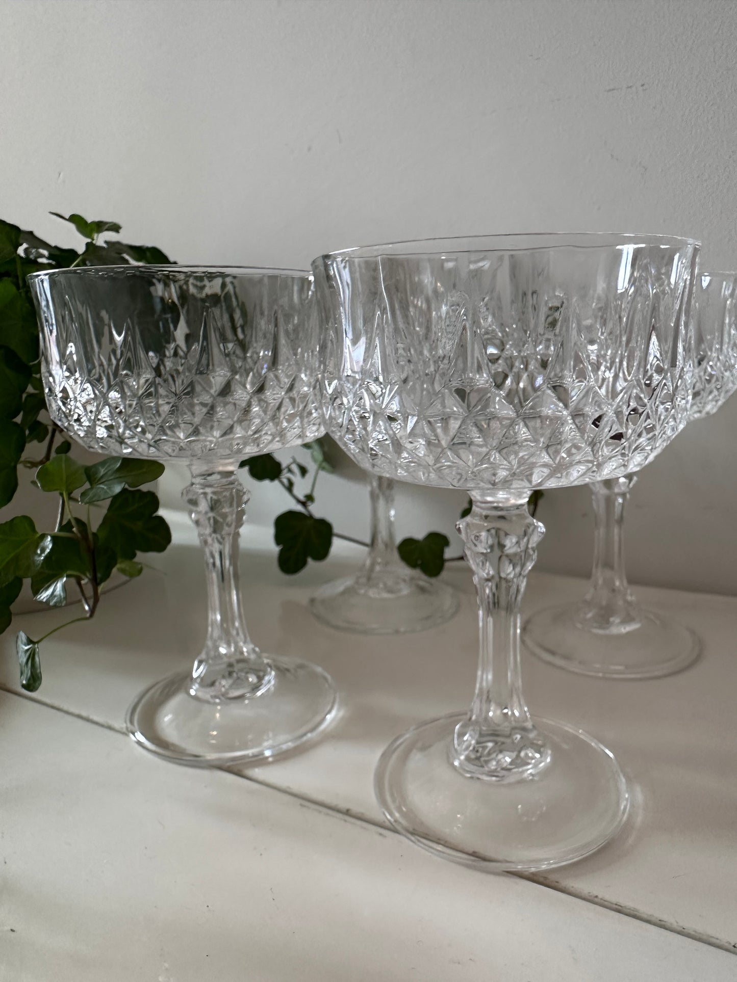 Set van 4 kristallen coupé champagne glazen