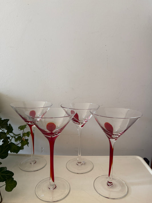 Pier 1 Imports Swirline Red cocktail glazen