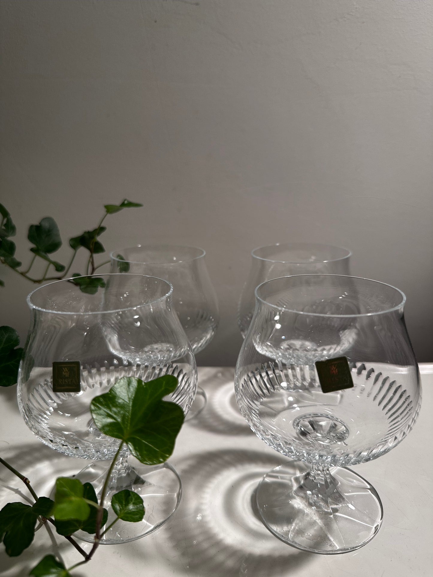 Set van 4 vintage antieke kristallen cognac glazen