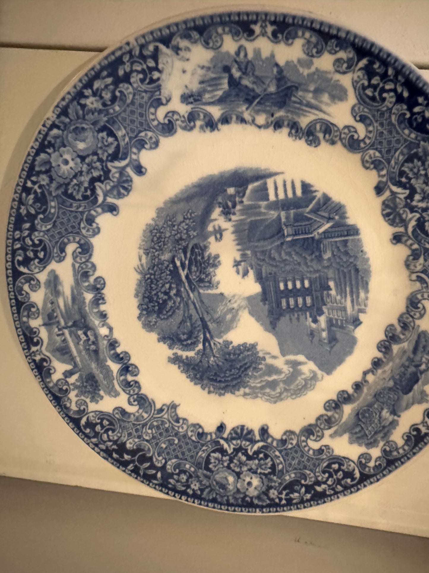 Set van 6 blauw witte bordjes