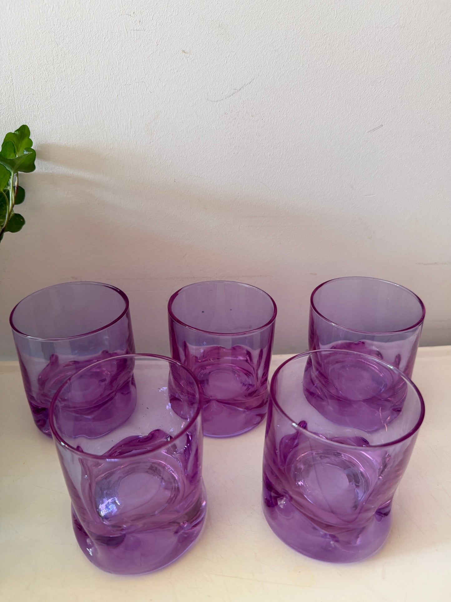 Italiaanse lila tumbler glazen jaren 70