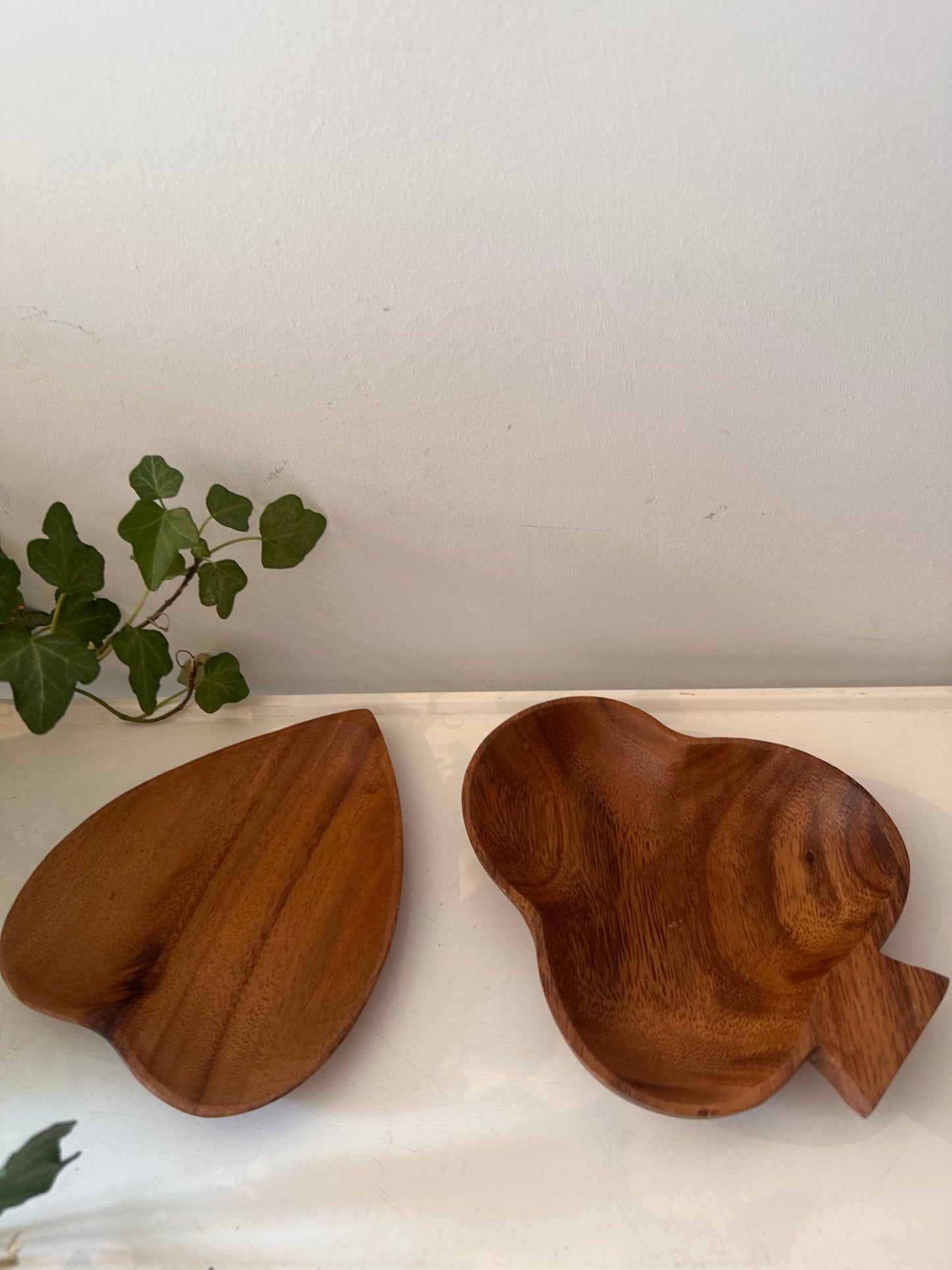 Set van twee houten schaaltjes
