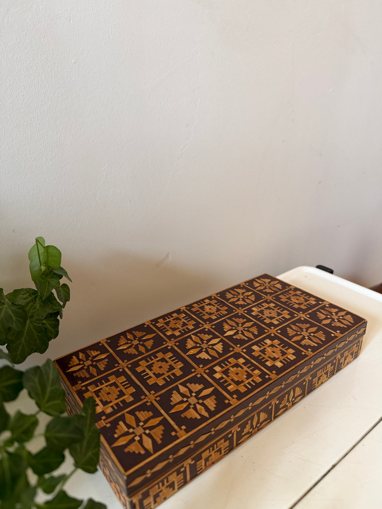 Vintage houten bewaardoosje