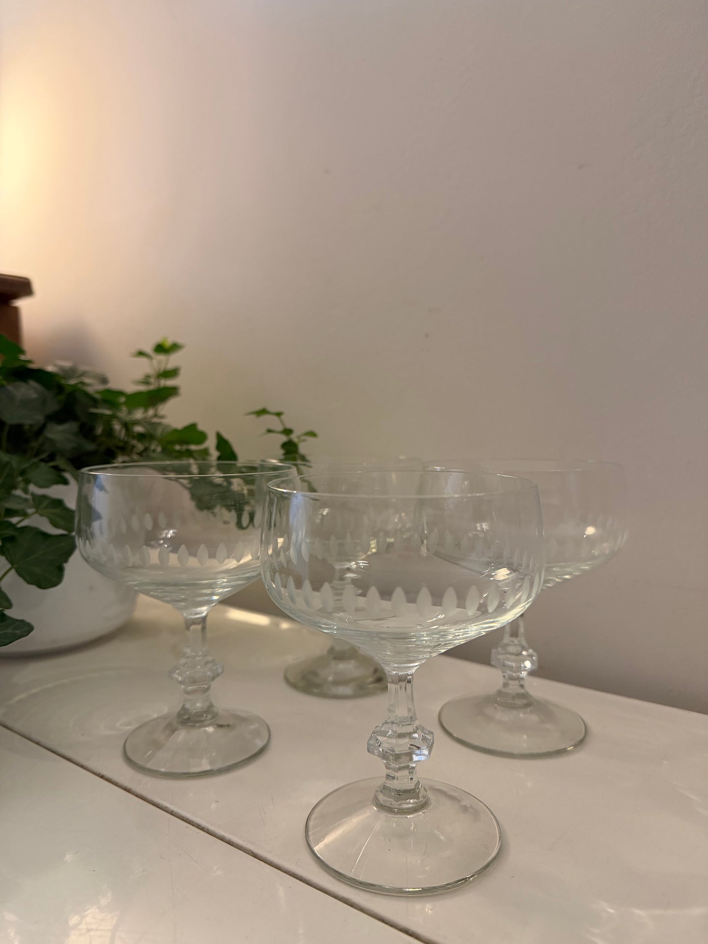 Set van 4 kristallen coupe champagne glazen