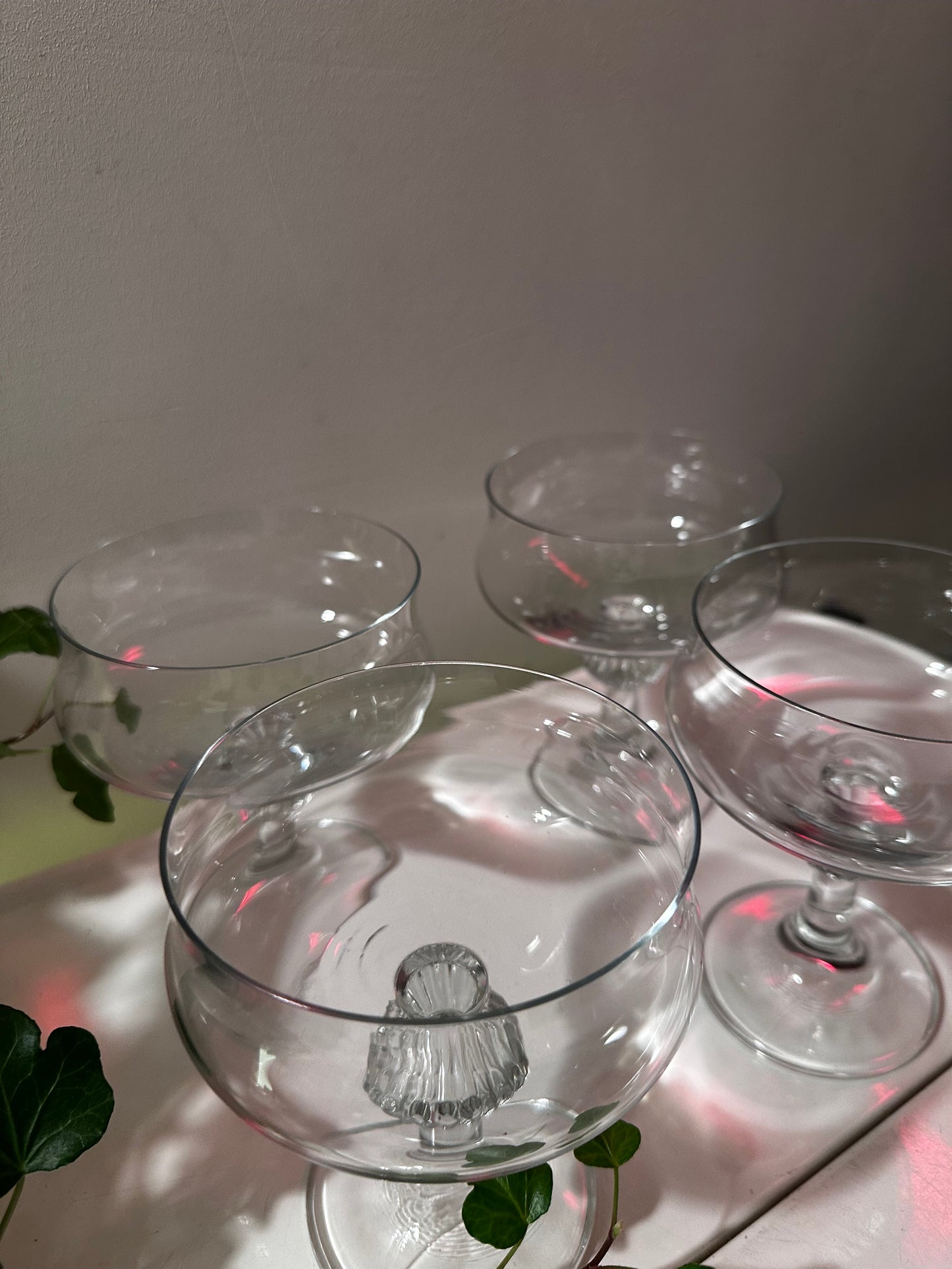 Set van 4 kristallen coupe champagne glazen