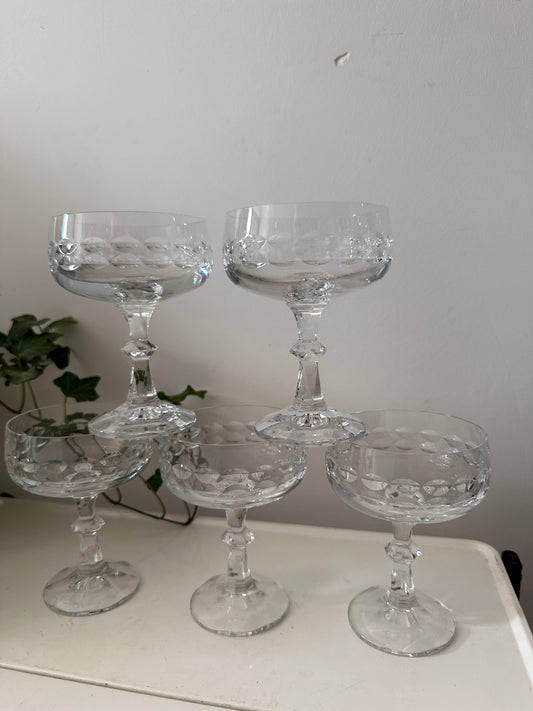 5 delige set coupe champagne glazen kristal