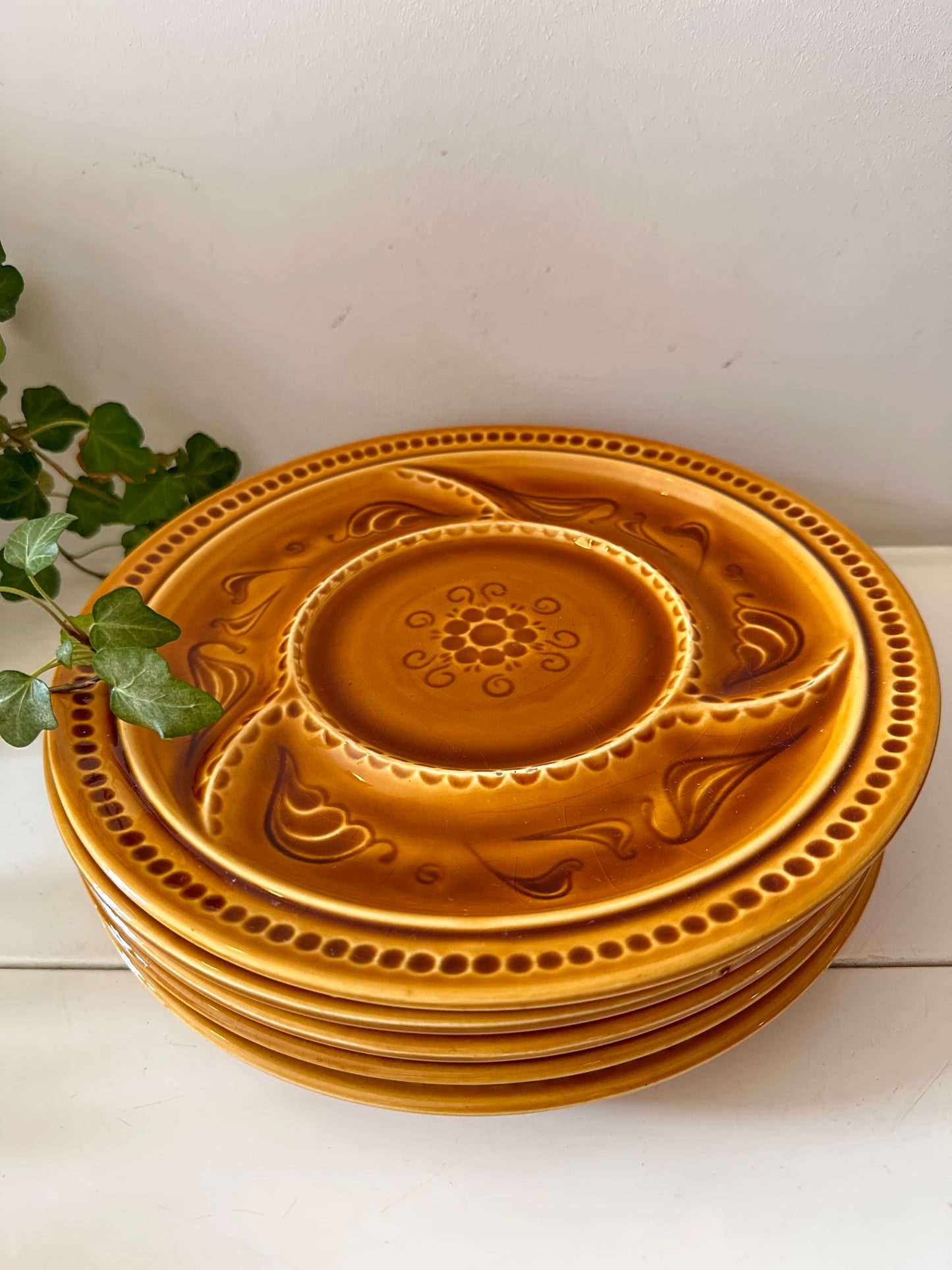 Set van 6 keramieken jaren 70 borden