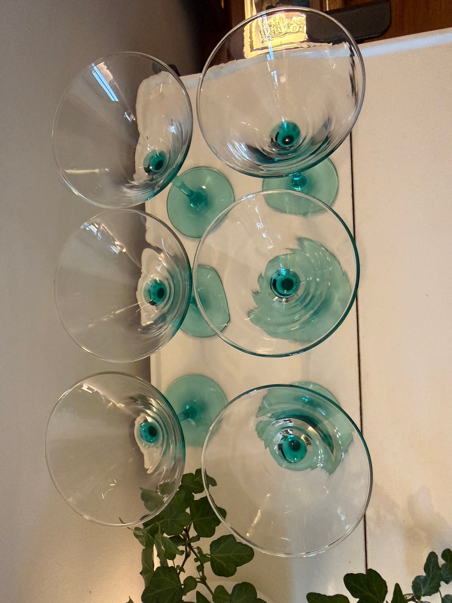 Set van 6 Martini glazen op turquoise voet