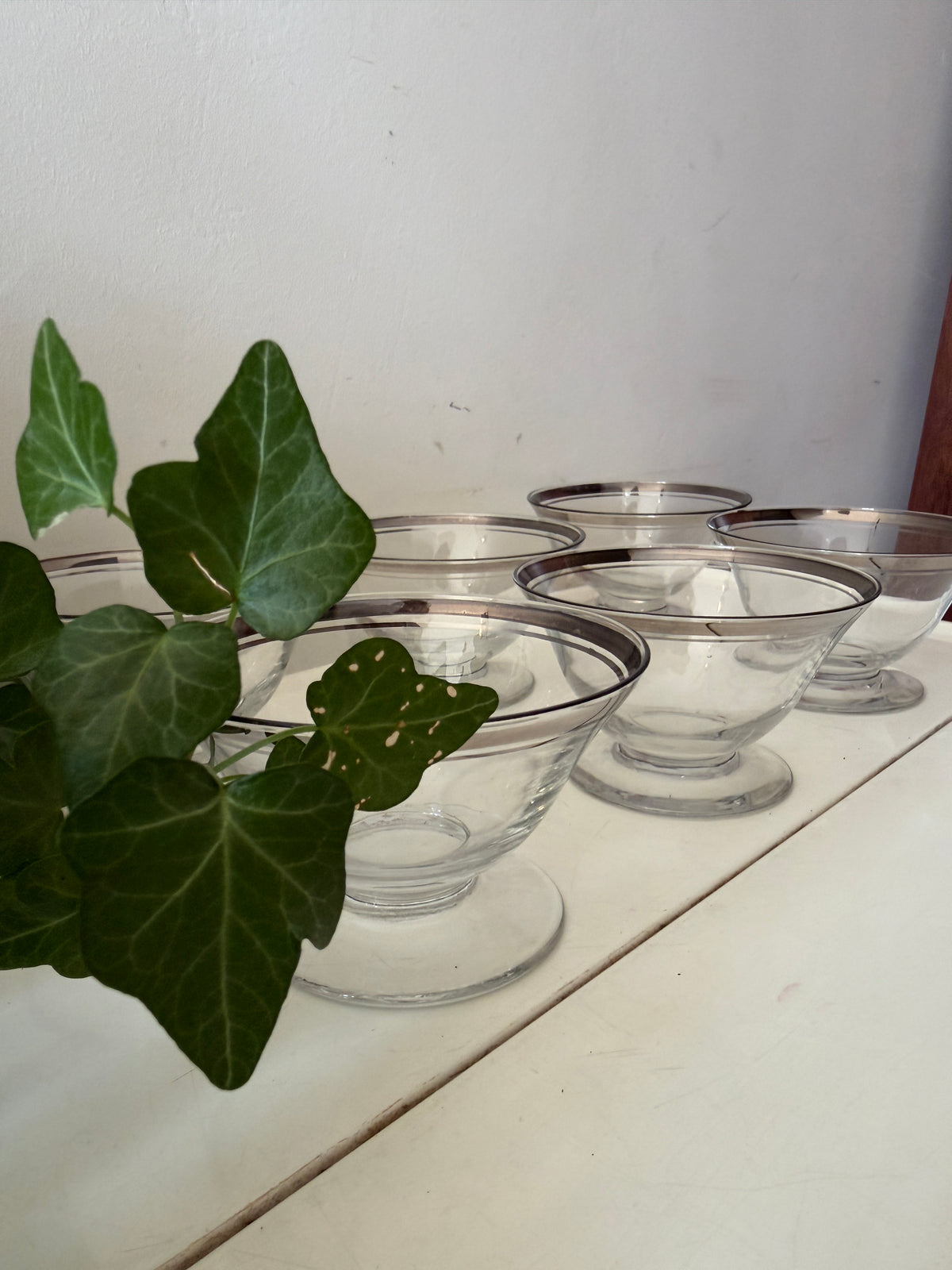 Dessert coupes ket zilverkleurige rand