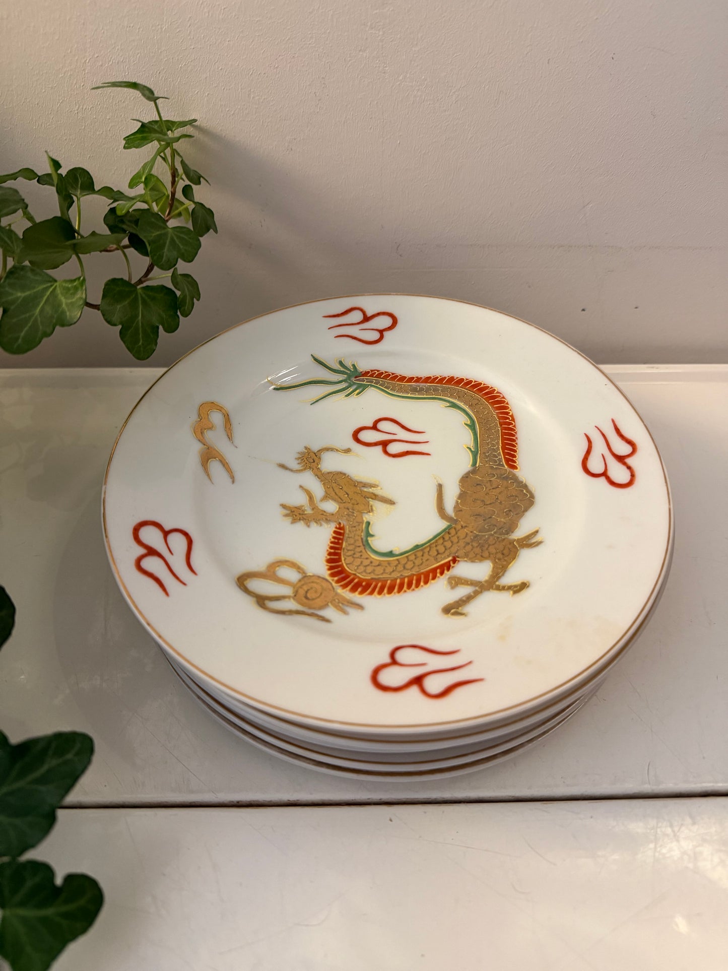 Set van 6 Japans porseleinen gebaksbordjes