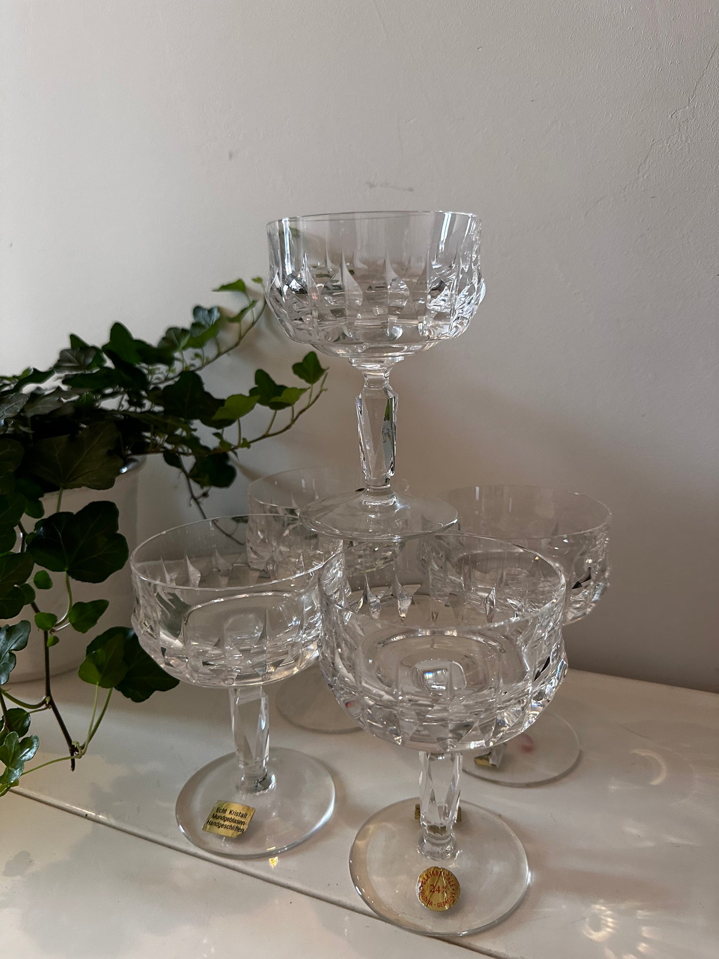 Set van 5 coupe champagne glazen kristal