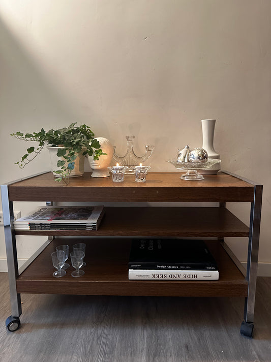 Jaren 70 vintage bijzettafel serveerwagen
