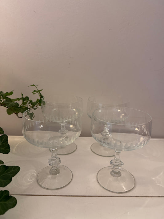 Set van 4 kristallen coupe champagne glazen