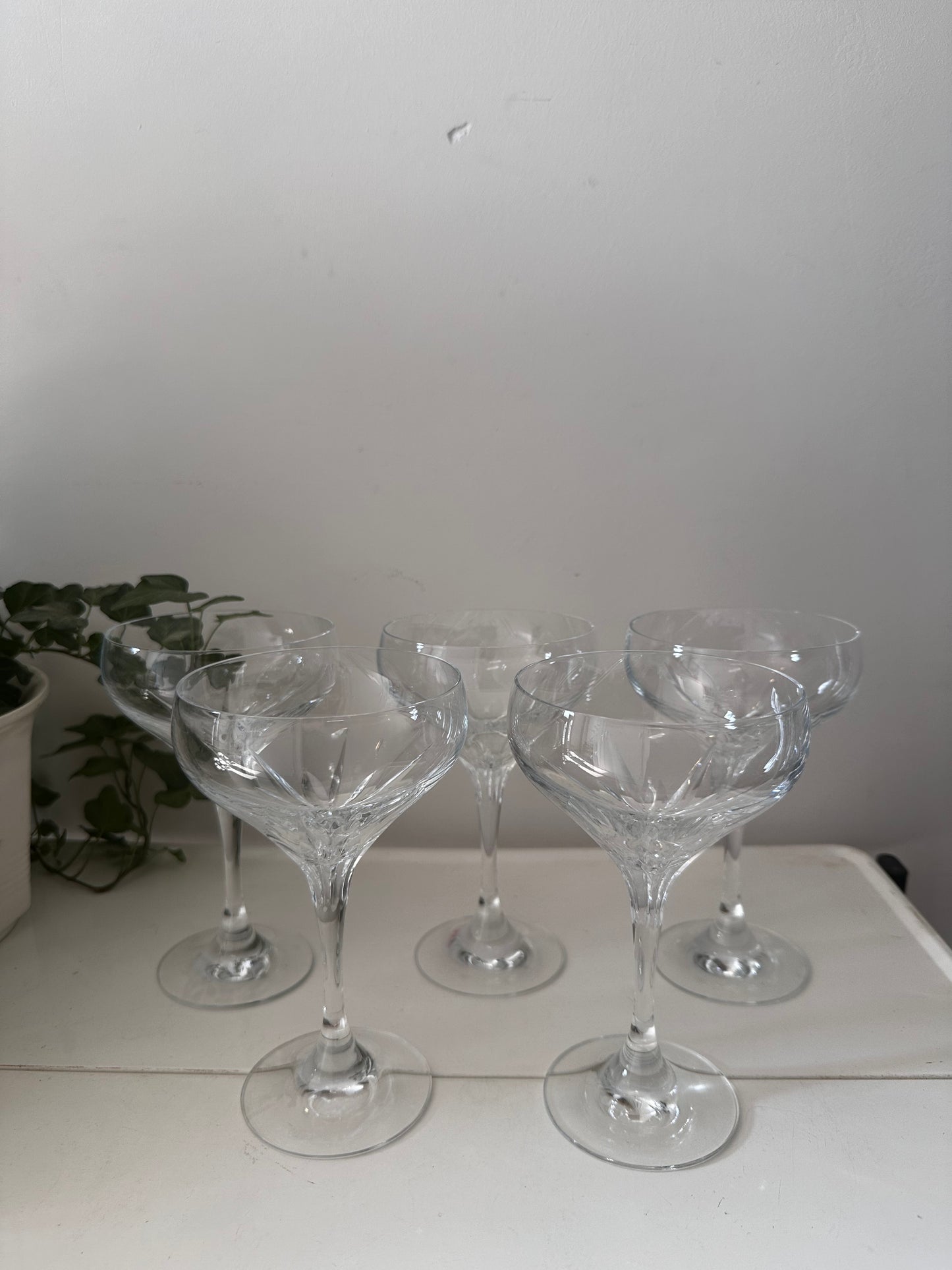 Set van 5 kristallen champagne glazen