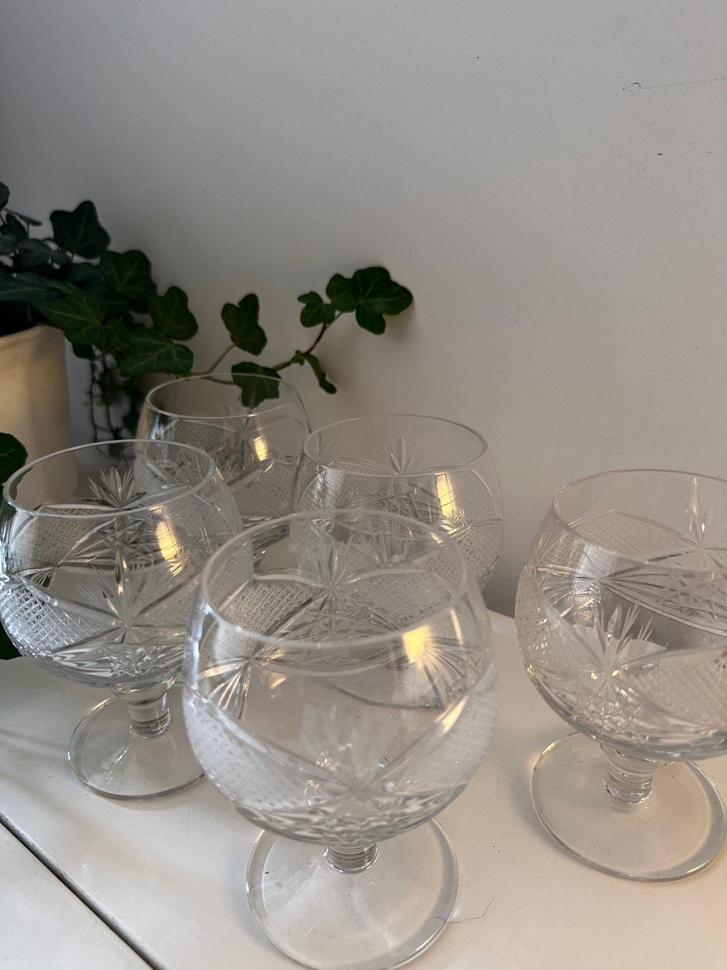 Set van 5 kristallen cognac glazen