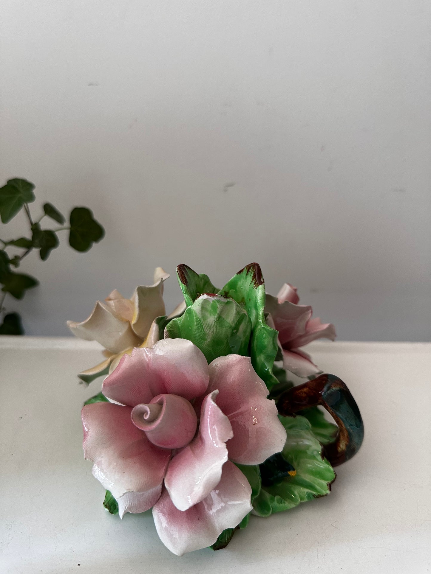 Porseleinen rozen kandelaar vintage