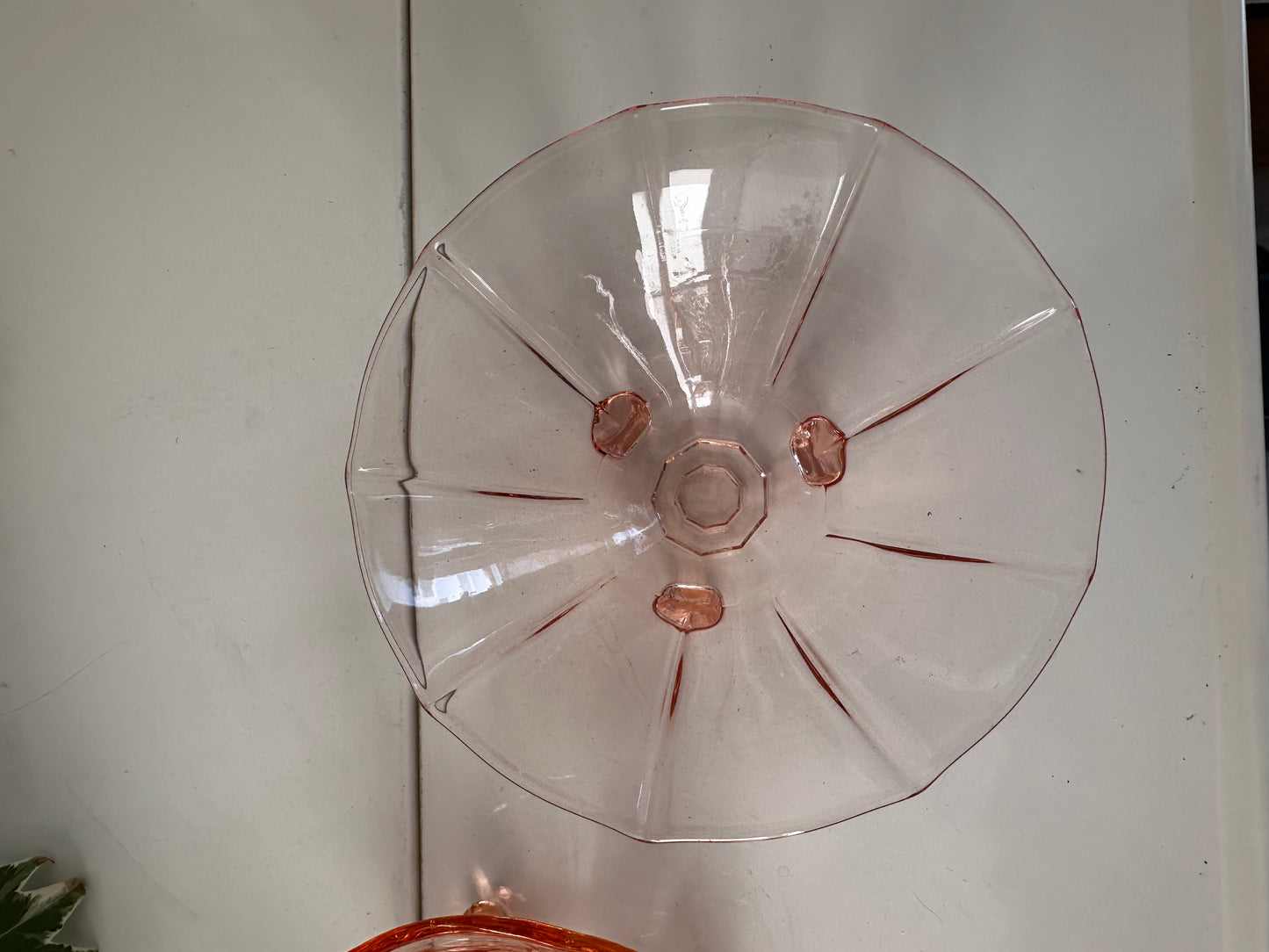 Art Deco schaaltjes roze persglas