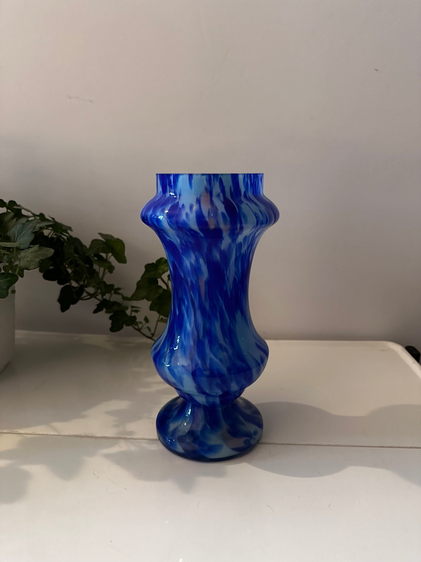 Blauwe vintage Murano glazen vaas