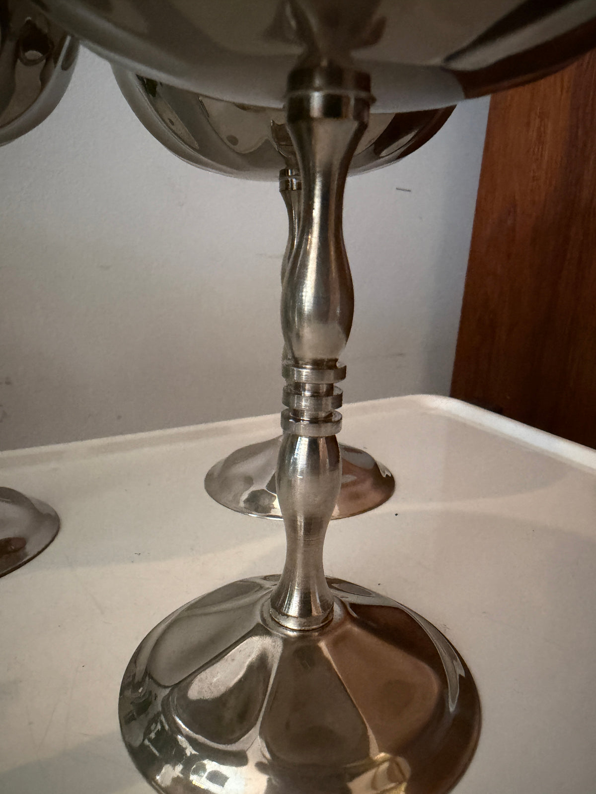Set van 5 chrome coupes op hoge voet