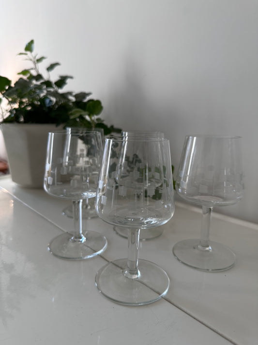 Set 5 likeurglaasjes jaren 50 vintage