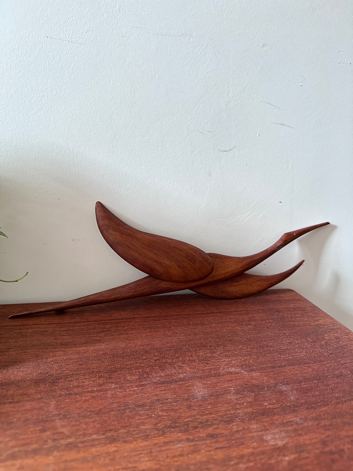 Mid Century teak houten wandvogel