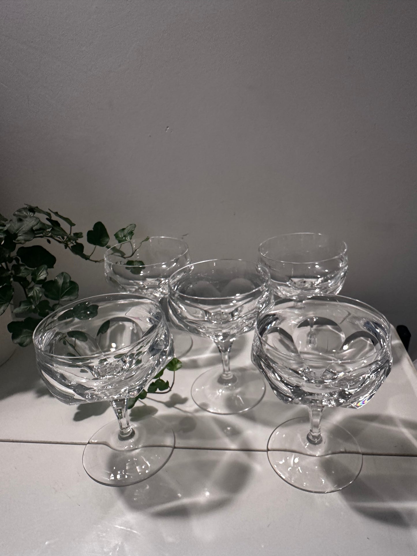 5 kristallen vintage coupe champagne glazen