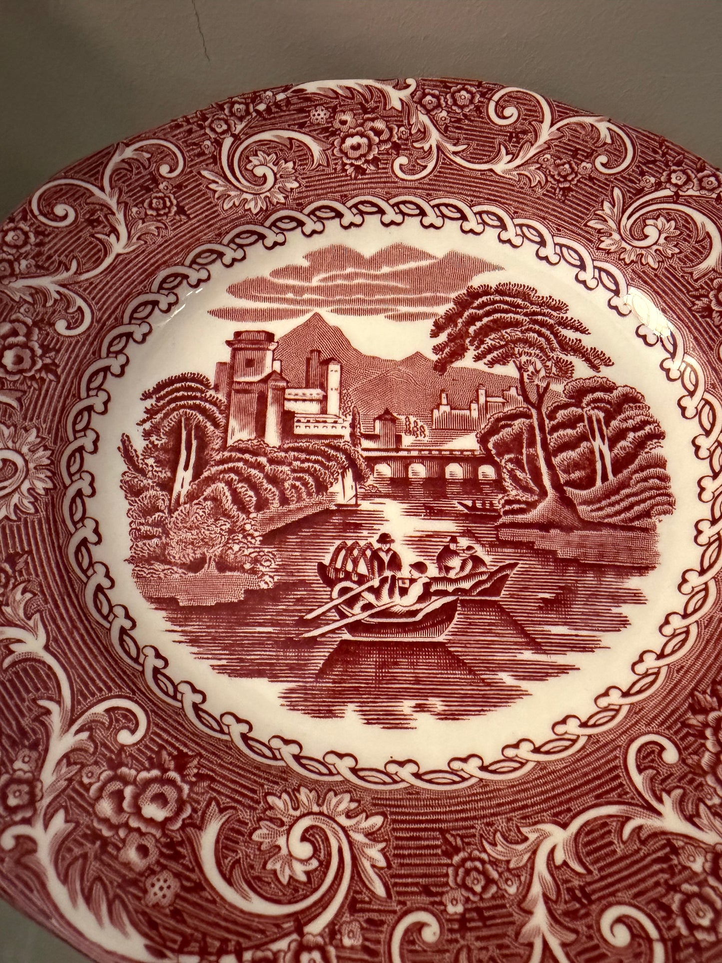 Canterbury keramieken rood witte gebaksbordjes