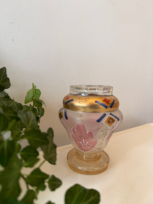 Vaasje van glas roze goud blauw