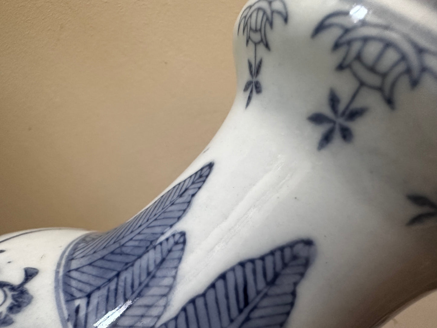 Chinese vaas vintage blauw wit